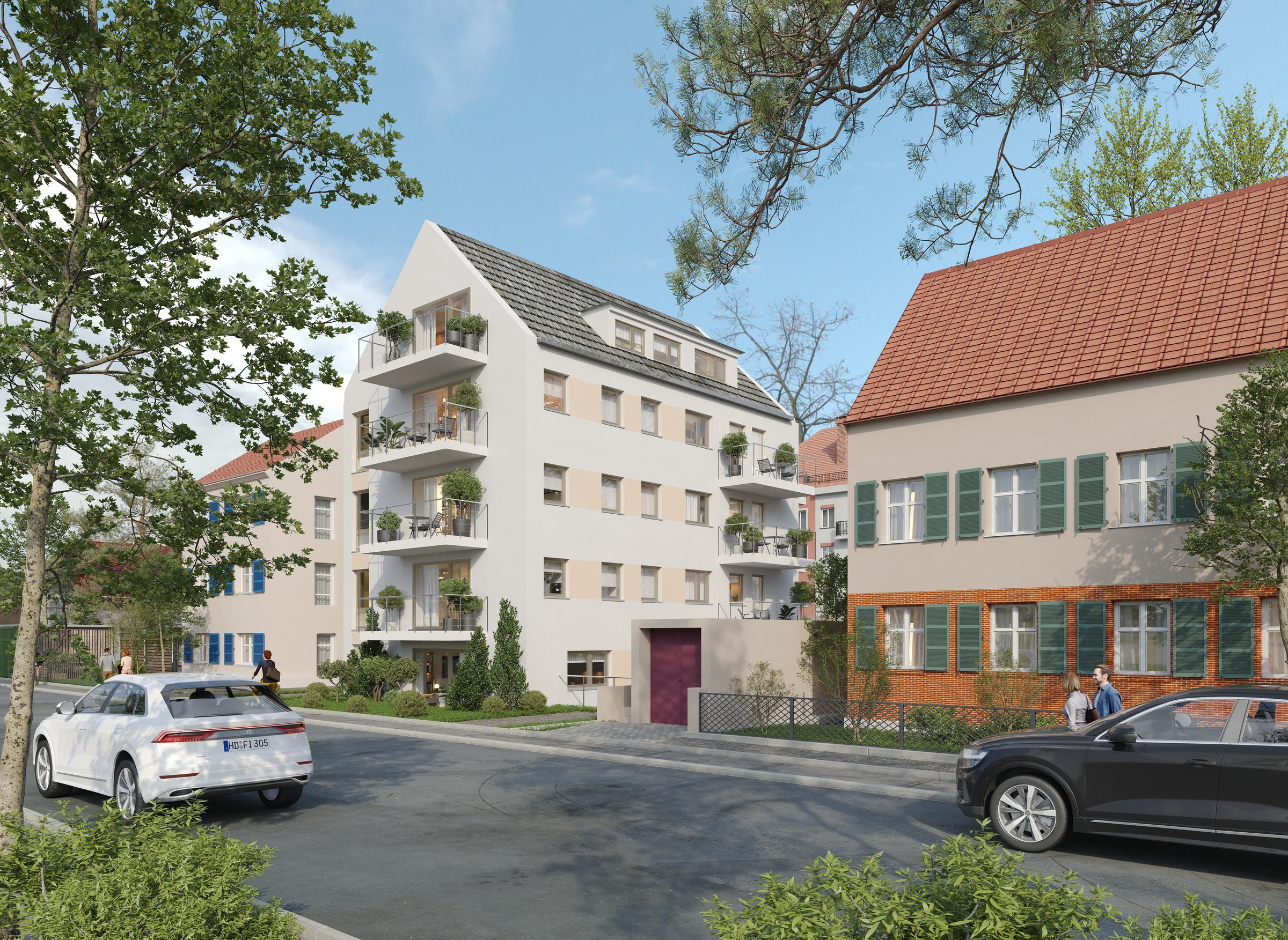 Strassenansicht mit Giebel und Dachgeschoss